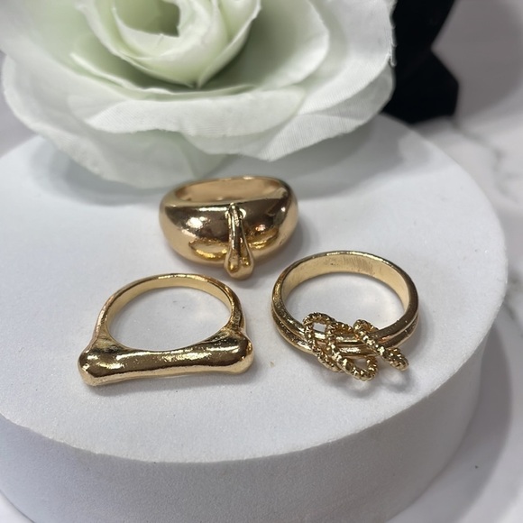 Gold Geo Trio Ring Set - Picture 8 of 10